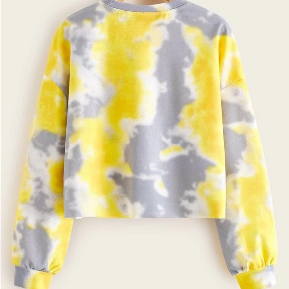 NEW Boutique! Yellow & Gray Tie Dye Top - Picture 2 of 3